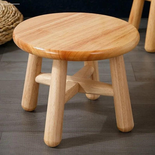 Charming Rustic Wooden Round Bench for Kids - Versatile Stool for Home Decor