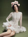 A-line Evening Dress with Elegant Long Sleeves and Flounce for Women