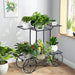 6-Tier Elegant Iron Plant Stand in Black and Pink for Chic Indoor and Outdoor Gardening