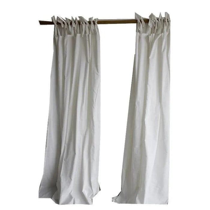 Elegant White Linen Tie-Top Curtains - Versatile Drapes for Stylish Home Décor