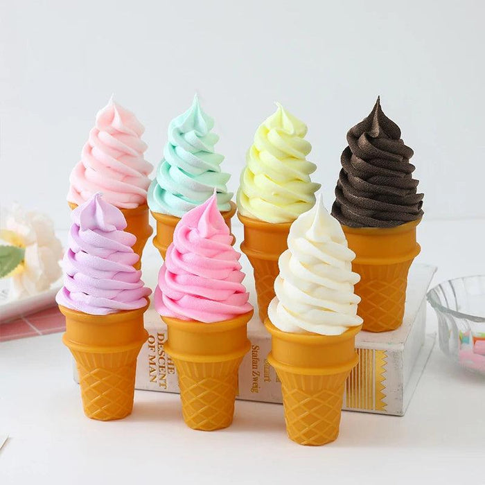 Lifelike Decorative Ice Cream Cone Replica for Photography and Shop Displays