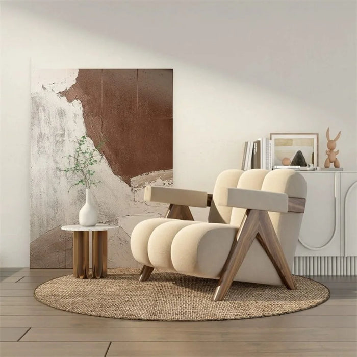 Luxurious Japanese Cream Single Sofa Chair - Chic Scandinavian Moroccan Aesthetic