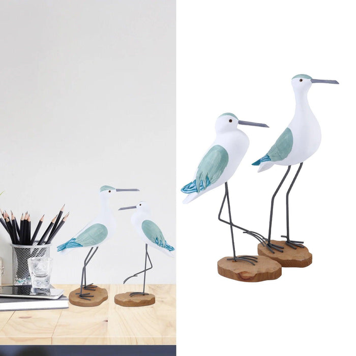 Coastal Bliss Wooden Seabird Figurine Set - Elegant Nautical Accents for Beachy Home Interiors