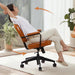 Elegant White Leather Rolling Desk Chair with Swivel Motion