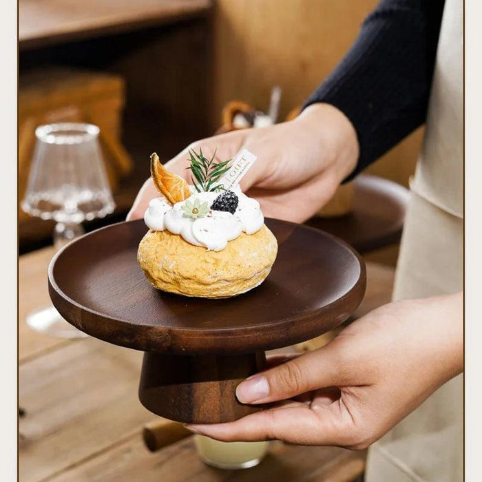 Elegant Acacia Wood Cake Stand with Shatterproof Acrylic Dome for Desserts, Fruits, and Charcuterie