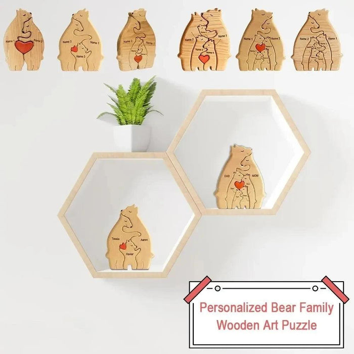 Customizable Bear Family Wooden Puzzle - A Unique Keepsake to Celebrate Family Love