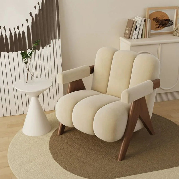 Luxurious Japanese Cream Single Sofa Chair - Chic Scandinavian Moroccan Aesthetic