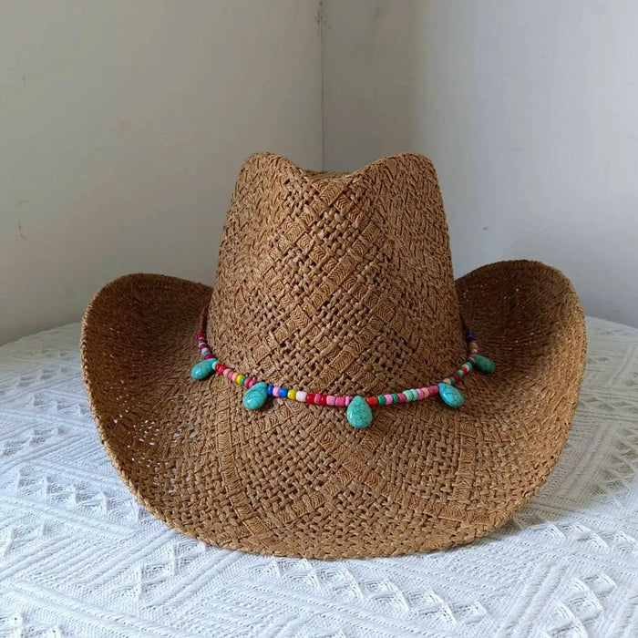 Lake Blue Western Cowboy Straw Hat Unisex with Adjustable Size