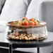 Elegant Acacia Wood Double-Tier Glass Storage Tray for Nuts and Fruits