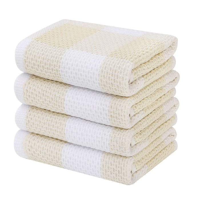 Elegant Cotton Waffle Weave Kitchen Towel and Scrubbing Pad Collection