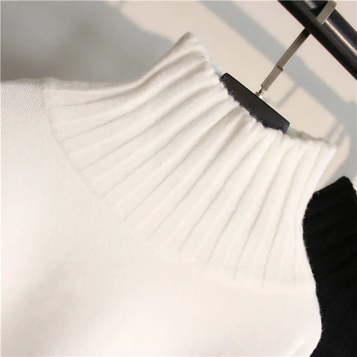 Chic Ribbed Turtleneck Sweater - Sleek Slim Fit, Enhanced Elasticity