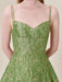 Green A-line Jacquard Slip Dress - Elegant Summer Ball Gown for Women