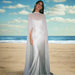 Chic Backless Mermaid Satin Wedding Gown with Versatile Detachable Shawls and Spaghetti Straps for Beach Brides