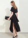 Chic Minimalist V-Neck Pleated Summer Dress with Lace-Up Detail for Women