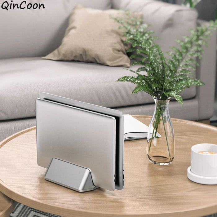 Adjustable Aluminum Vertical Laptop Stand for Enhanced Workspace Organization - Compatible with Devices Up to 17.3"