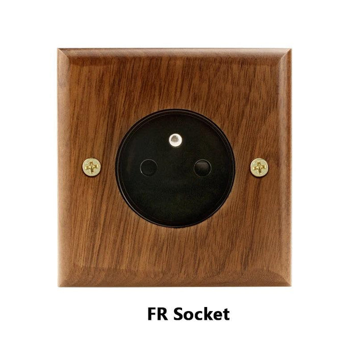 Sleek Black Walnut Electrical Panel with USB Ports, Adjustable LED Ambiance, and Contemporary Toggle Features