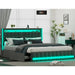 Modern LED Full Size Bed Frame with Storage Drawers, USB Charging, RGB Lights, Adjustable Headboard and Music Sync Mode