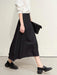 Chic Black A-Line Denim Skirt for Women - Stylish Autumn Essential with Button Front and Trendy Split Detail