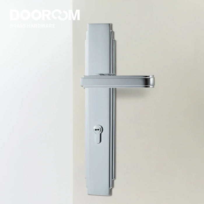 Sleek Brass Lever Door Handles Set for Bedroom and Bathroom