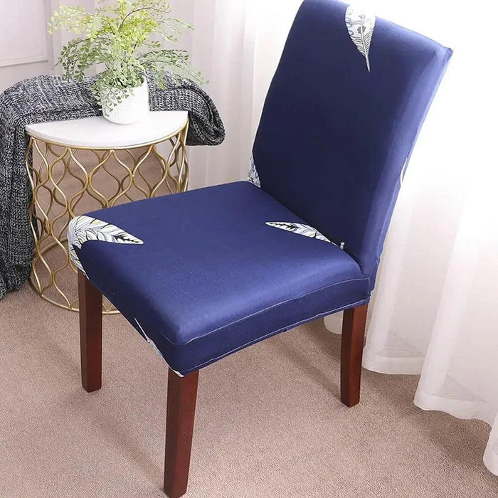 Chic Dark Blue Floral Slipcover for Nordic-Inspired Chairs