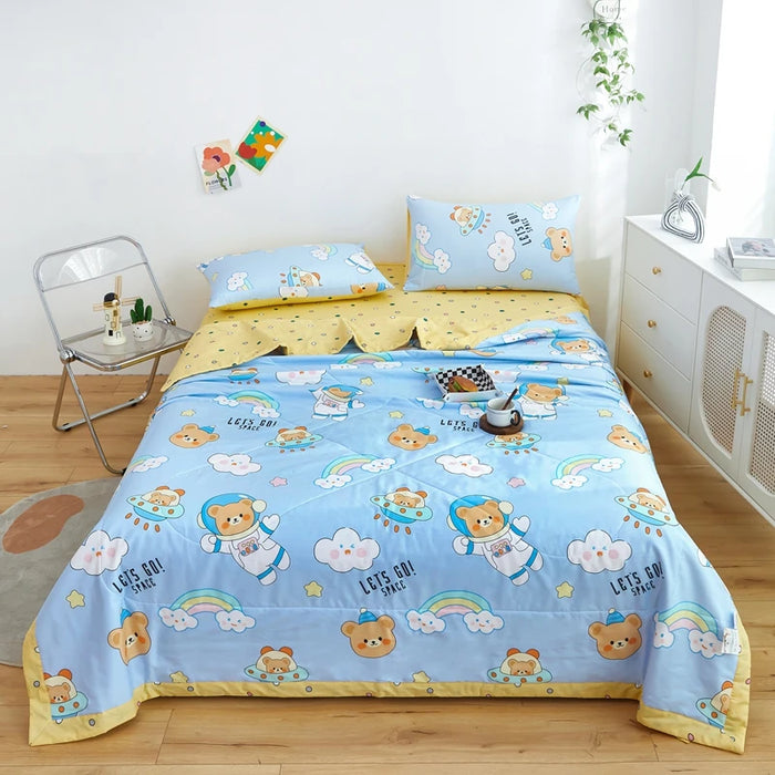 Dinosaur Delight Summer Quilt for Kids - Fun Floral Patterns for Boys' Room Decor