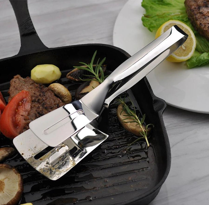 Premium Stainless Steel BBQ Turner and Steak Tongs Set - Ultimate Kitchen Essential