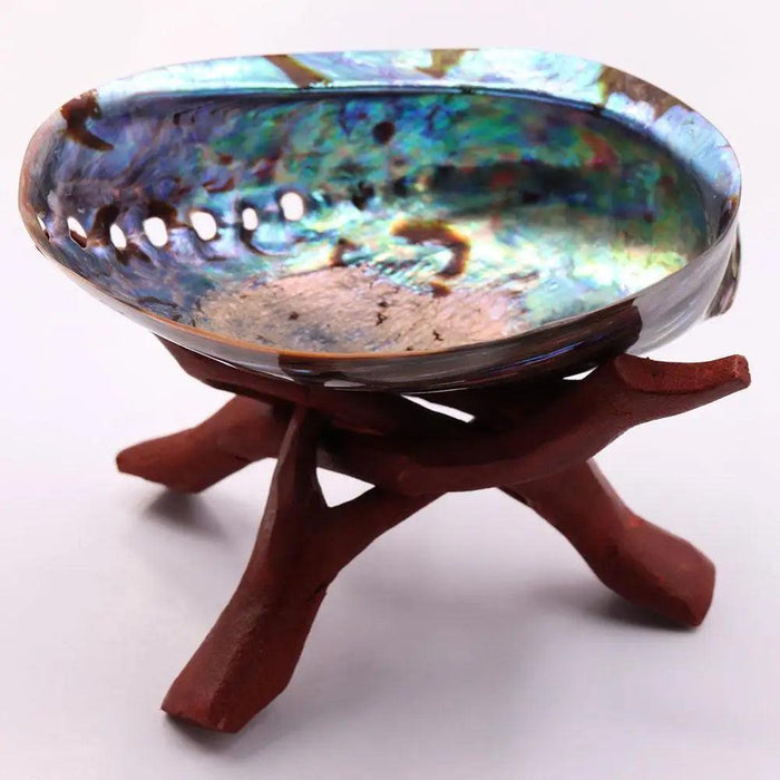 Iridescent Paua Abalone Shell Smudging Set with Elegant Tripod Stand - Eco-Conscious Spiritual Decor & Essentials