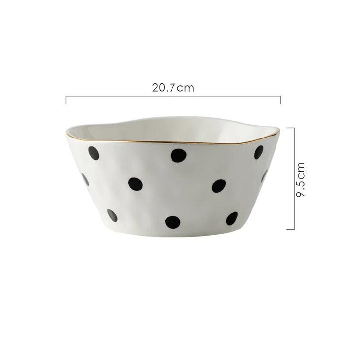 Elegant Gold-Trimmed Polka Dot Ceramic Dining Set for Sophisticated Entertaining