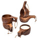 Acacia Wood Finland Kuksa Travel Mug with Handle and Leather Rope Holder - Stylish Drinkware for Coffee, Tea, and Juice