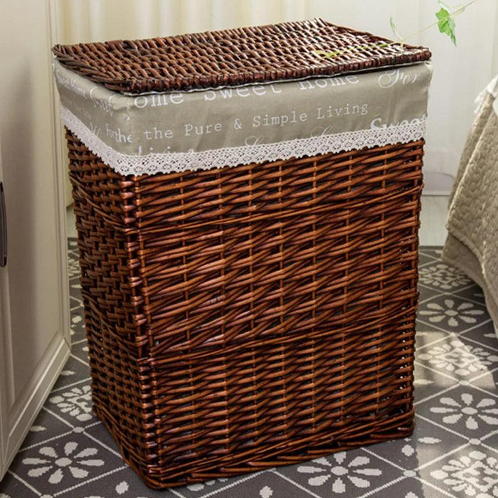 Elegant Rattan Storage Hamper with Lid - Stylish Organizer for Clothes, Toys, and Home Essentials