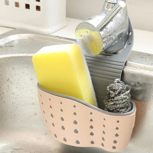 Sink Sucker Shelf Organizer with Trash Rack Basket - Kitchen Storage Tool