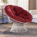 Luxurious 360° Swivel Wicker Papasan Chair with Plush Cushion and Metal Frame