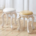 Elegant Silver White Leather Vanity Stool with European Flair