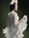 A-line Evening Dress with Elegant Long Sleeves and Flounce for Women