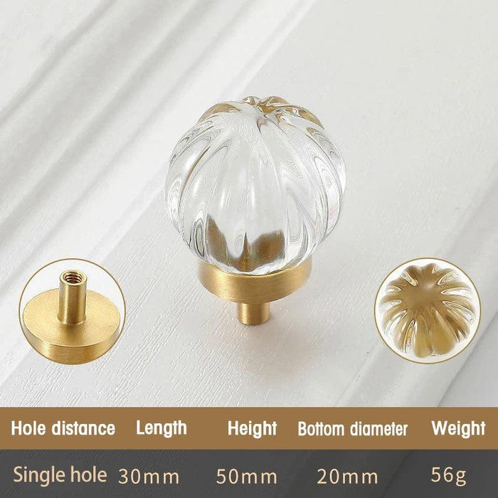 Chic Gold-Base Crystal Glass Knobs for Stylish Kitchen Cabinets and Furniture