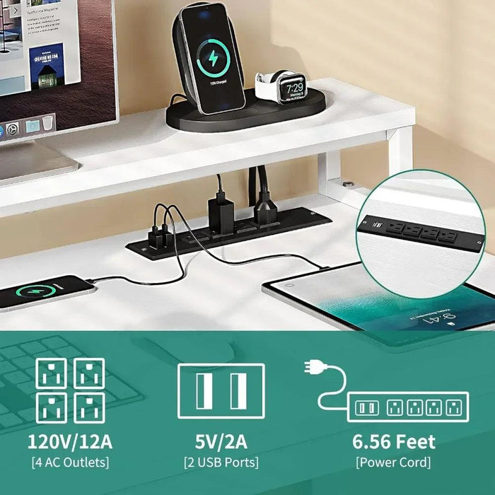 Innovative L-Shaped Office Desk with Smart LED Lighting, Ample Storage, and Built-in Charging Station