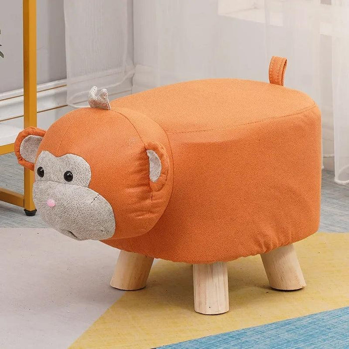 Charming Cartoon Animal Wooden Stool for Kids - Fun and Portable Shoe Changing Seat