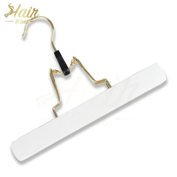 Double-Sided Wooden Hanger for Hair Extensions and Garments with Swivel Hook