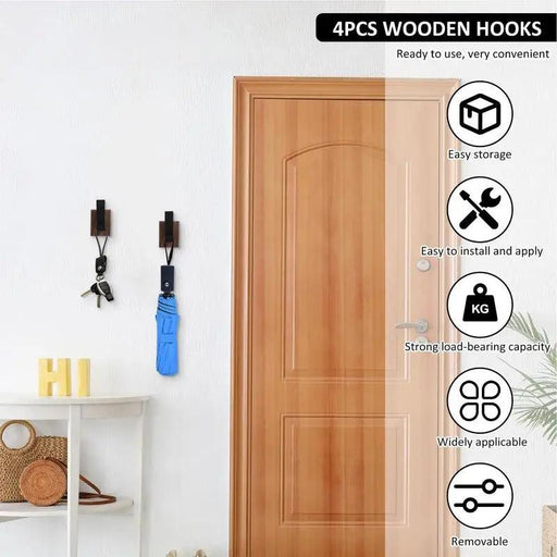 Stylish Solid Walnut Wood Wall-Mounted Coat Rack with Heavy-Duty Hooks for Home Organization