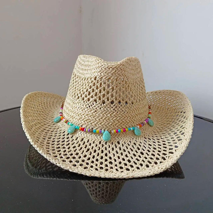Lake Blue Western Cowboy Straw Hat Unisex with Adjustable Size