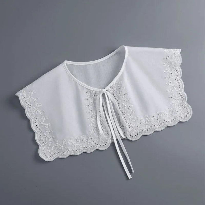 Embroidered Lace Detachable Collar for Women - Elegant White Shawl Accessory