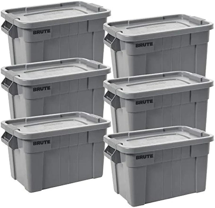 Set of 6 Heavy-Duty Gray Storage Bins with Lids for Versatile Organization and Moving Solutions