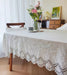 Luxurious Floral Embroidered Lace Cotton Tablecloth - Perfect for Weddings and Home Decor