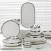 Sophisticated White Porcelain Dinnerware Collection with Silver Detailing for Elegant Home and Hotel Dining