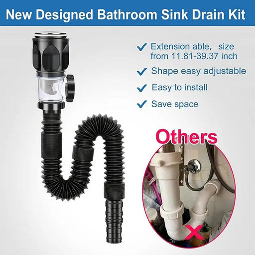 Premium Stainless Steel Sink Drain Pipe Set - Ultimate Clog-Free Solution for Kitchen and Bathroom