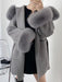 Elegant Women's Wool Blend Winter Coat with Fox Fur Trim and Cashmere Lining