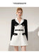 Chic Spring Black and White Business Suit Dress with Niche Waist Design