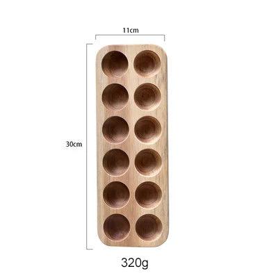 Japanese Acacia Wood Double-Layer Egg Holder - Stylish Refrigerator Organizer for Fresh Eggs