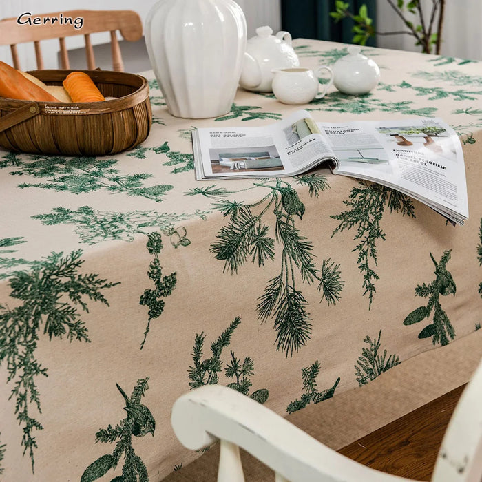 Elegant Green Pine Holiday Tablecloth - Chic Dining Accessory