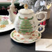 Vintage-Inspired Hand-Drawn Christmas Tea Set in Gift Box